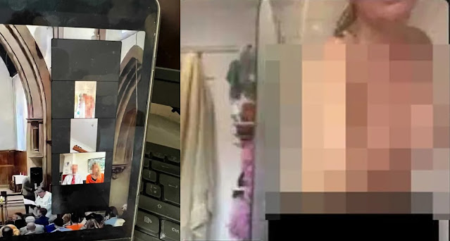 Woman unintentionally exposes herself by bathing during a Zoom live stream of a funeral (watch video) Image: Internet